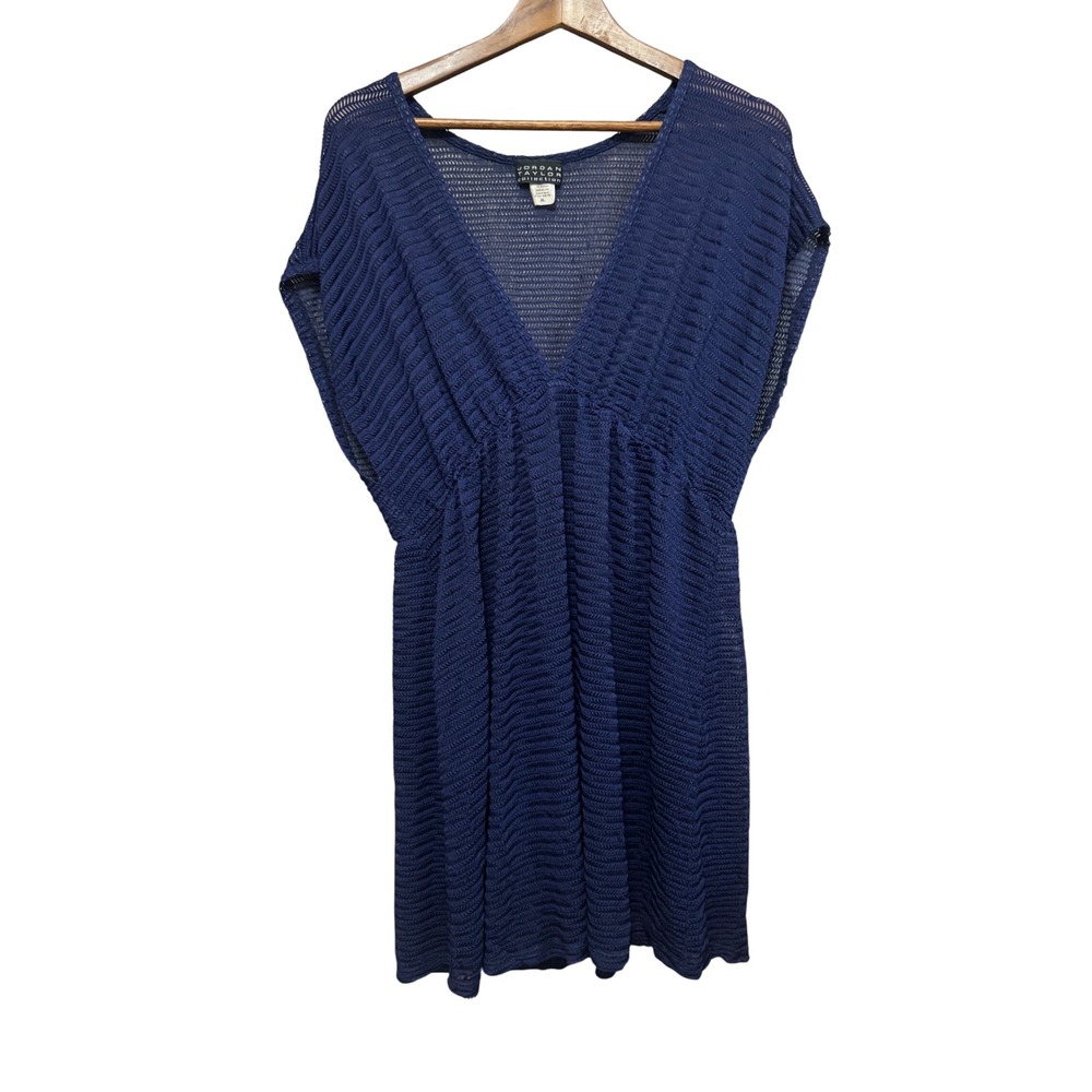 Jordan Taylor‎ Swim Cover Up Women XL Navy Blue Excellent Mesh V-Neck NB-766